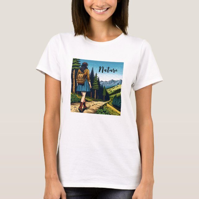 T-shirt Nature | Femmes descendant un sentier (Devant)