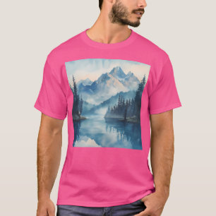 T-shirt Nature Lac Et Montagnes Lac Mur Art Actif