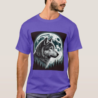 T-shirt Nature Moon Alpha Cute Loup Lune nature rétro