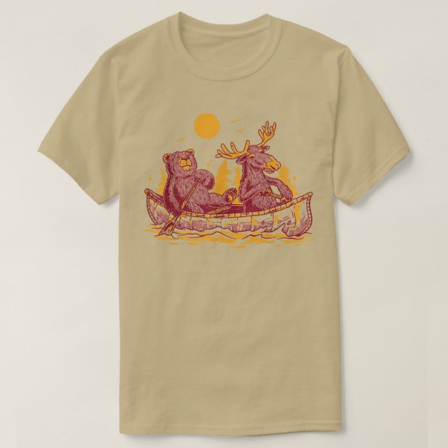T-shirt Nature Moose Forest Bear Canot (Design devant)
