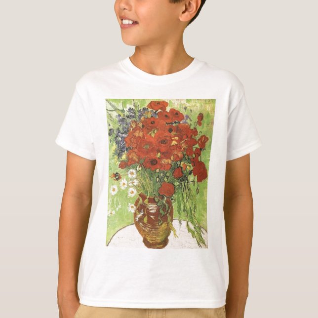 T-shirt Nature morte - Coquelicots rouges et pâquerettes (Devant)