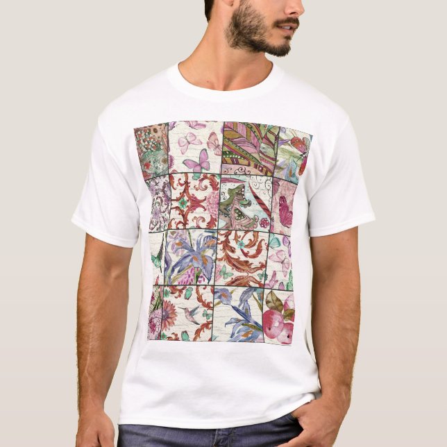 T-shirt Nature Patchwork : Chic Arrière - plan sans coutur (Devant)