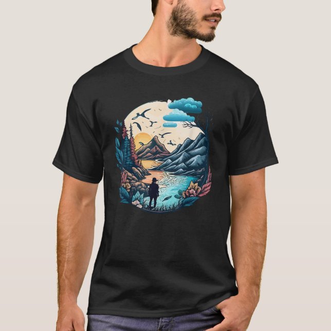 T-shirt Nature Reflection Forêt Arbres Faune Extérieure (Devant)