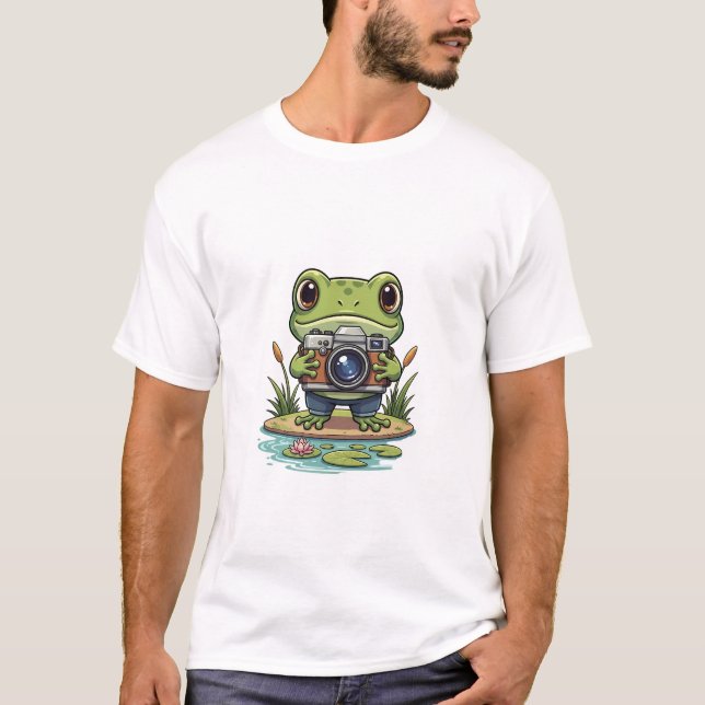 T-shirt Nature Snapper: Adorable Photographer Frog (Devant)