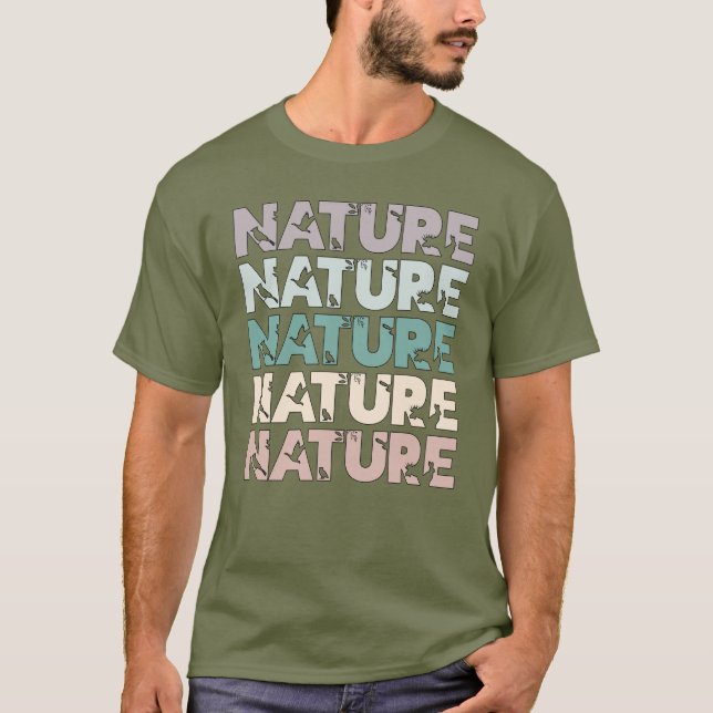 T-shirt Nature Texte répétitif avec silhouettes animales (Devant)