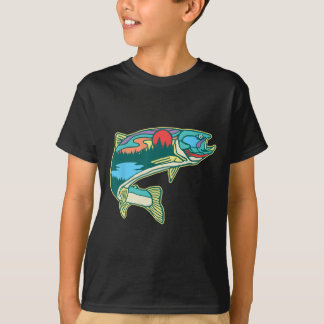 T-shirt Nature Trout Illustration Vintage Fly Fishing Retr