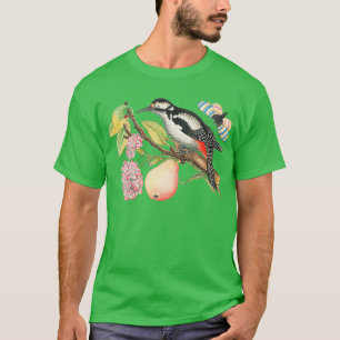 T-shirt Nature vintage l'oiseau le papillon et la poire