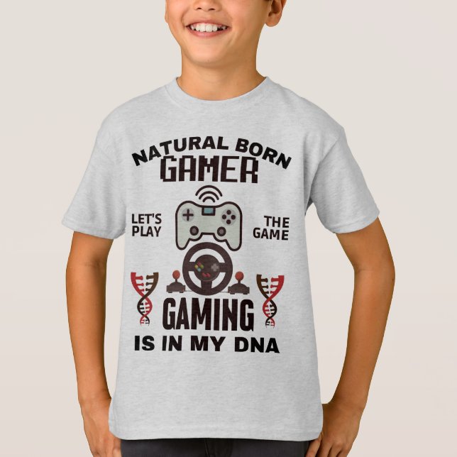 T-shirt Naturel Born Gamer (Devant)