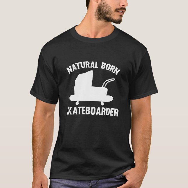 T-shirt Naturel Born Skateboarder (Devant)