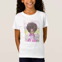 T-shirt naturel noir de filles de cheveux de