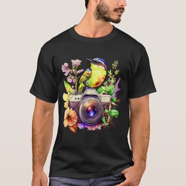 T-shirt Natures Photographie Amour Fleurs et Oiseaux Regar (Devant)
