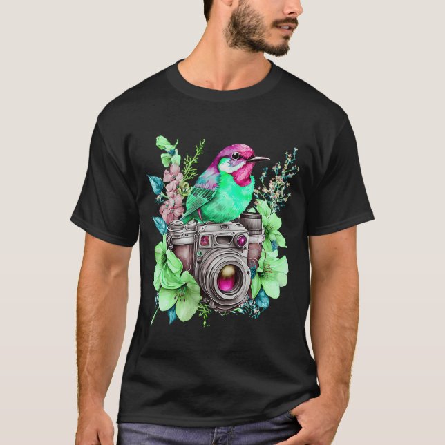 T-shirt Natures Photographie Amour Fleurs et Oiseaux Regar (Devant)