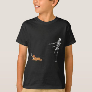 T-shirt Naughty Corgi Chien Fun Skeleton Halloween