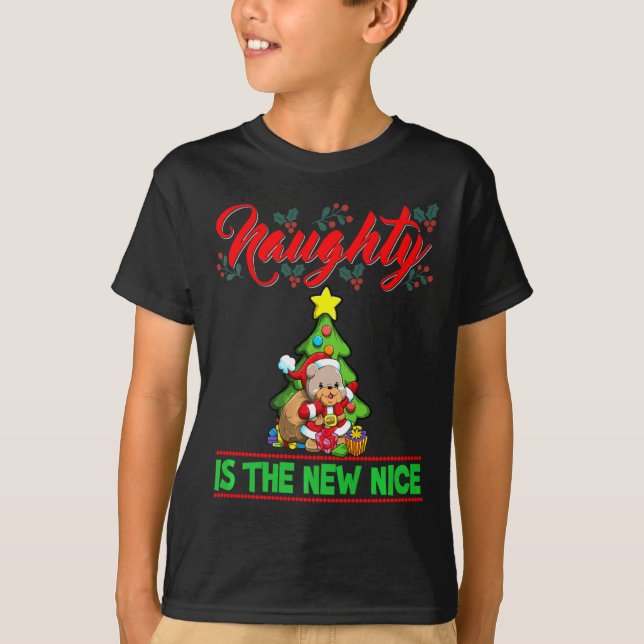 T-shirt Naughty Is The New Nice Christmas Santa Xmas Premi (Devant)