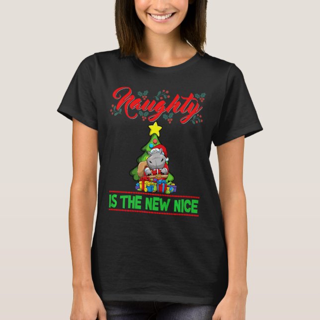 T-shirt Naughty Is The New Nice Christmas Santa Xmas Premi (Devant)