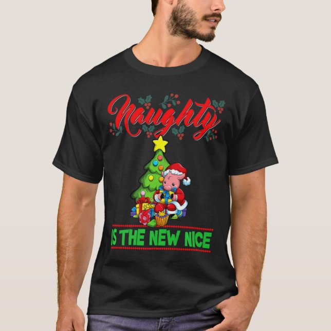 T-shirt Naughty Is The New Nice Christmas Santa Xmas Premi (Devant)
