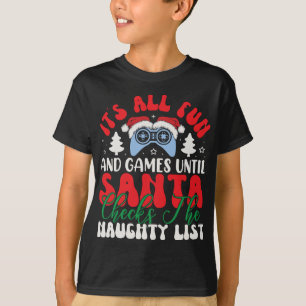 T-shirt Naughty List Alert Père Noël Joystick Noël 2023
