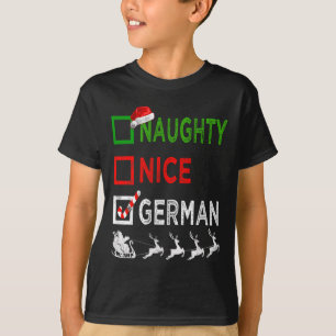 T-shirt Naughty Nice Allemand Pajamas de Noël Drôle Père N
