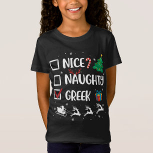 T-Shirt Naughty Nice Grec Noël Drôle Noël Noël