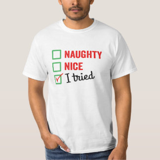 T-shirt Naughty Nice I Trié - drôle noël 