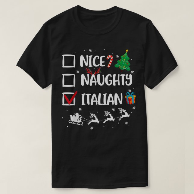T-shirt Naughty Nice Italien Noël Funny Santa Hat Xma (Design devant)