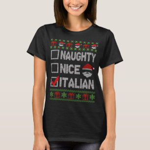 T-shirt Naughty Nice Italien Xmas Père Noël laide Sweater 