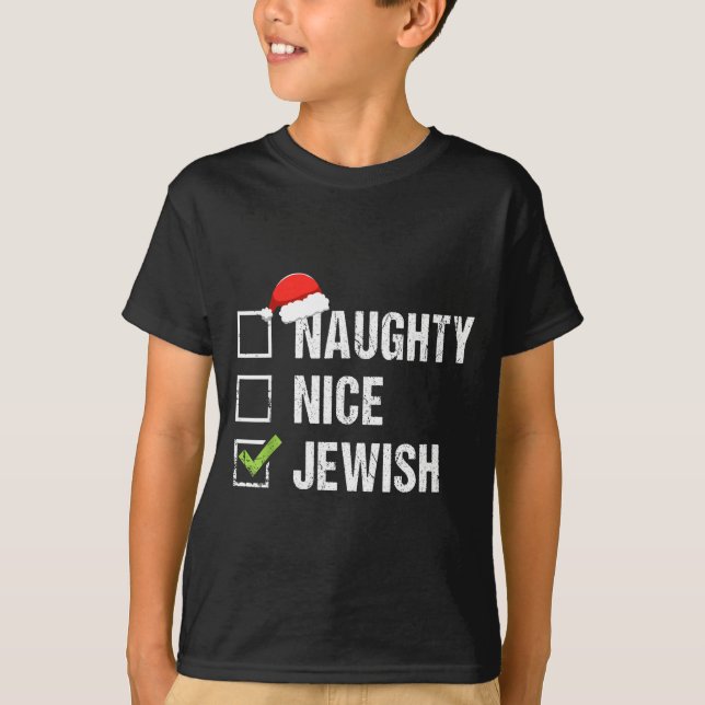 T-shirt Naughty Nice Jewish Shirt Santa Jew Christmas Gift (Devant)