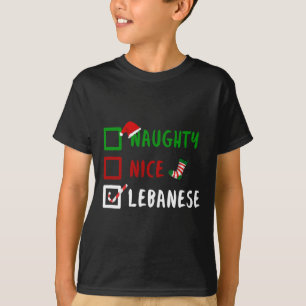 T-shirt Naughty Nice Libanais Drôle Liban Noël Sant