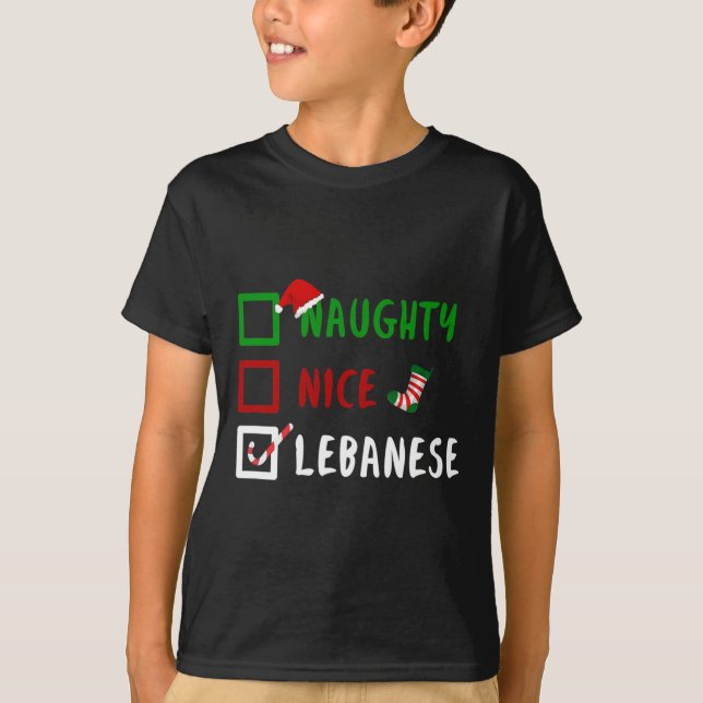 T-shirt Naughty Nice Libanais Drôle Liban Noël Sant (Devant)