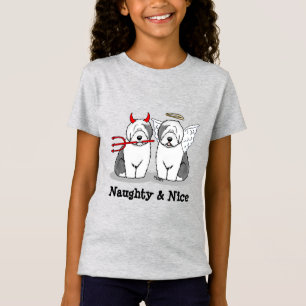 T-Shirt Naughty & Nice Old English Sheepdogs (Grey 1)