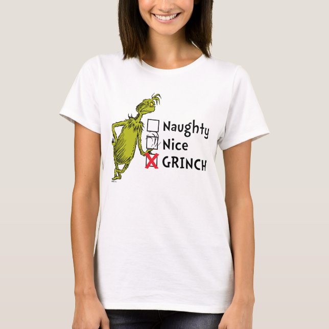 T-shirt Naughty, Nice or Grinch Quote (Devant)