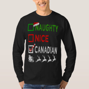 T-shirt Naughty Nice Pajamas de Noël canadiens Funny Sant