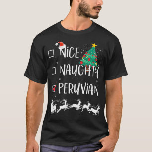 T-shirt Naughty Nice Peruvien Noël Funny Santa Hat Xm