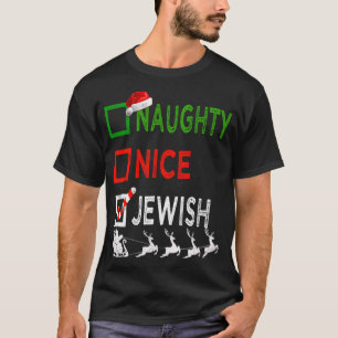 T-shirt Naughty Nice Pyjamas de Noël juif Drôle Père Noël