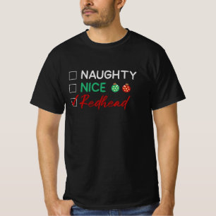 T-shirt Naughty Nice Redhead Funny Christmas Checklist