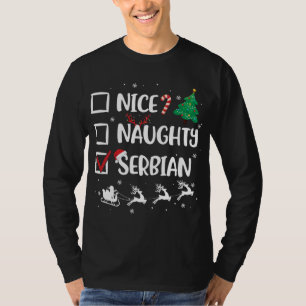 T-shirt Naughty Nice Serbe Noël Funny Santa Hat Xma