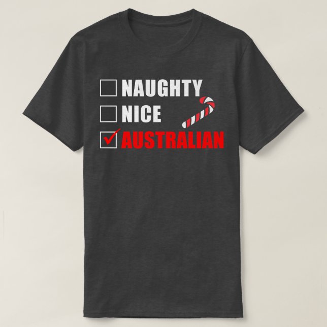 T-shirt Naughty Nice Sucre de canne australien Noël Père N (Design devant)
