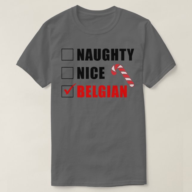 T-shirt Naughty Nice Sucre de canne belge Noël Père Noël L (Design devant)