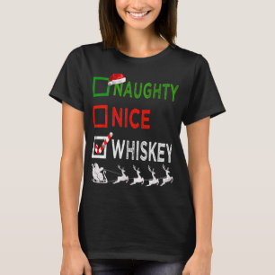 T-shirt Naughty Nice Whiskey Pajamas de Noël Drôle Père No