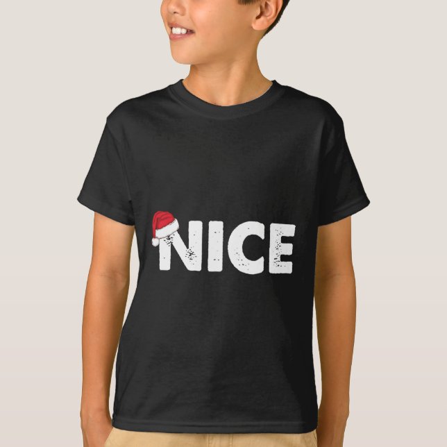 T-shirt Naughty Ou Nice À Jouer Noël (Devant)