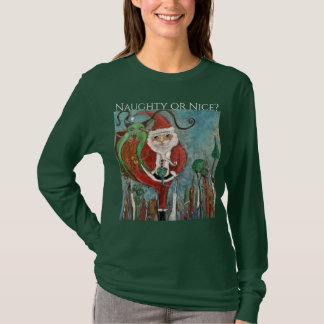 T-shirt Naughty ou Nice Père Noël et Krampus Art 