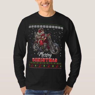 T-shirt Naughty Père Noël Riding Motorcycle Christmas Dirt