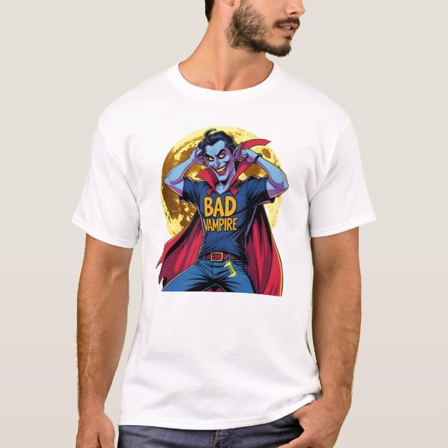 T-shirt Naughty vampire, Funny Vampire Guy Tee  (Devant)