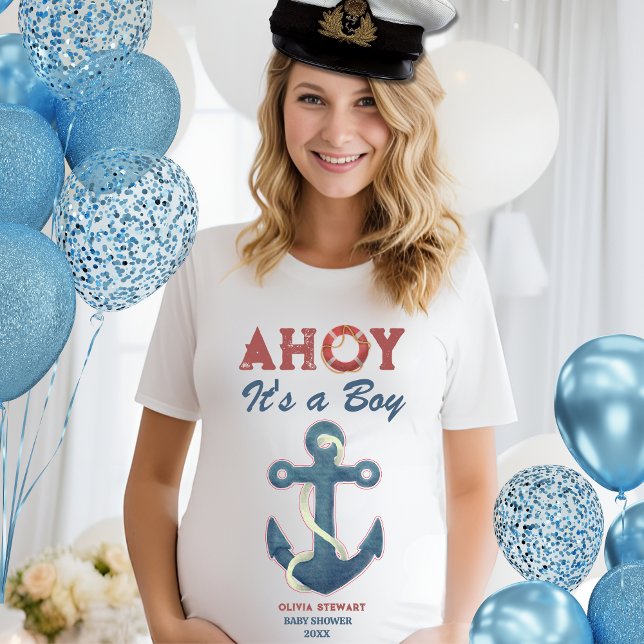 T-shirt Nautical Ahoy est un garçon Baby shower Invitation (Créateur téléchargé)