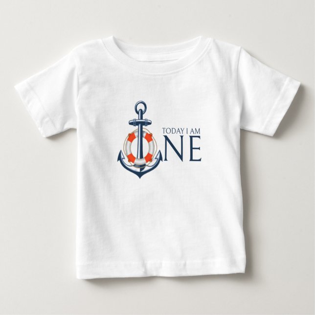 T-shirt Nautical Baby boy First Birthday (Devant)