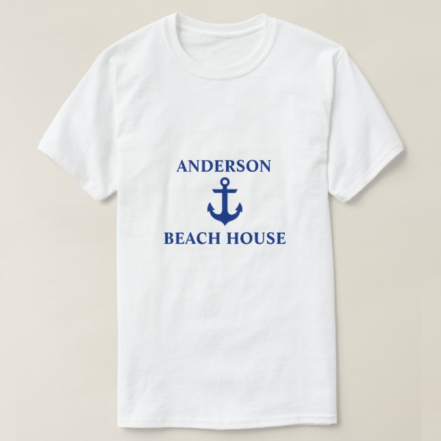 T-shirt Nautical Beach House Nom de famille Ancre (Design devant)