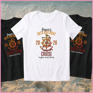 T-shirt Nautical Orange & White Name 30th Birthday Cruise