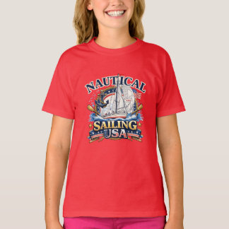 T-shirt Nautical Sailing Boat Anchor Ocean Graphic Girls 
