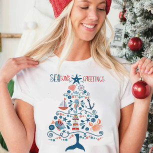 T-shirt Nautical Tree Beach Coastal Christmas