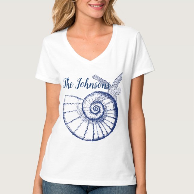T-shirt Nautilus Coquille et Starfish Marine Life Personna (Devant)